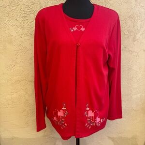 Vintage 90’s Karen Scott Valentines Day Heart 2-in-1 Cardigan Shirt
